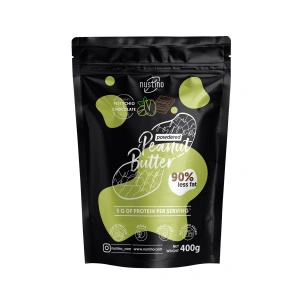 Set cadou cu unt de arahide pudră Nustino: Pure + Chocolate + Pistachio & Chocolate 3x400g