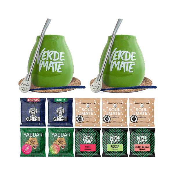 Set Yerba Verde Mate Green Gourd Bombilla 10x50