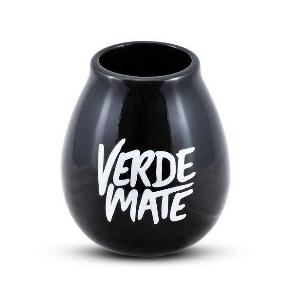 Cană din ceramică pentru mate cu logo Verde Mate (neagră) 350 ml