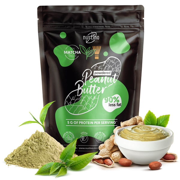 Set unt de arahide pudră Nustino: Raspberry + Salted Caramel + Matcha 3x400g