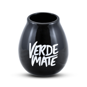 Cană din ceramică pentru mate cu logo Verde Mate (neagră) 350 ml