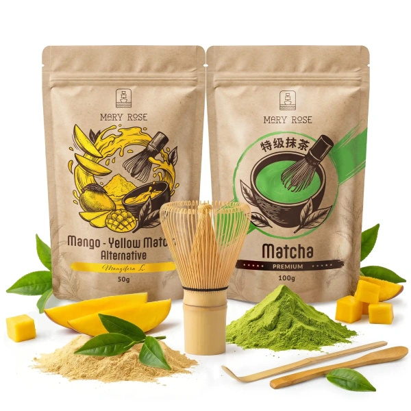 Set pentru Matcha Latte colorat: Matcha + Yellow Matcha + accesorii
