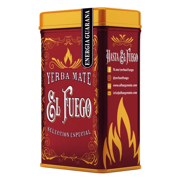 Yerbera – Cutie metalică + El Fuego Energia Guarana 0,5 kg