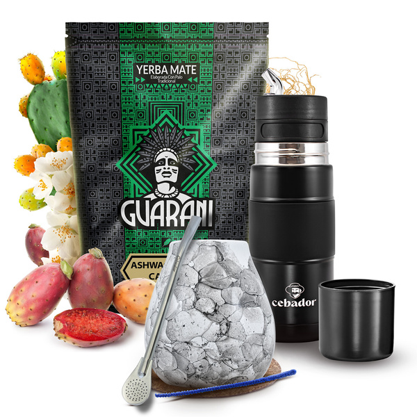 Kit de Yerba Mate Guarani Ashwagandha 500g 0,5kg Yerbomos + Calabash + Bombilla