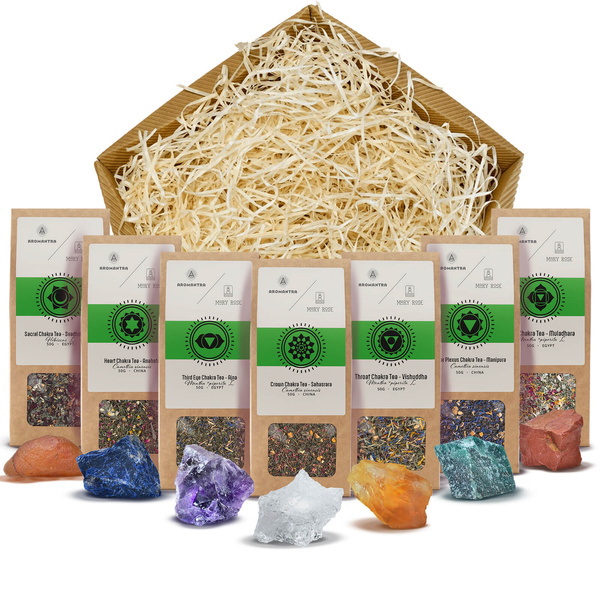 Set ezoteric: 7 ceaiuri de chakre + 7 pietre - set cadou