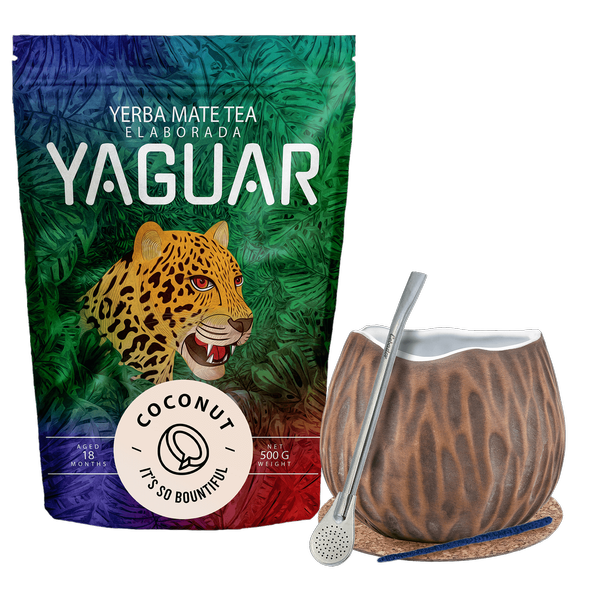 Set de început Yerba Mate Yaguar Nucă de Cocos 500g