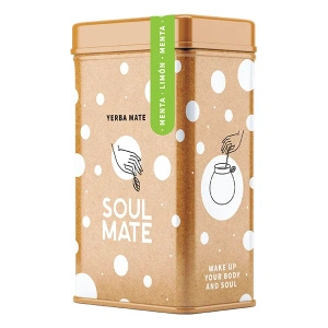 Yerbera – Cutie metalică + Soul Mate Orgánica Menta Limon 0,5 kg