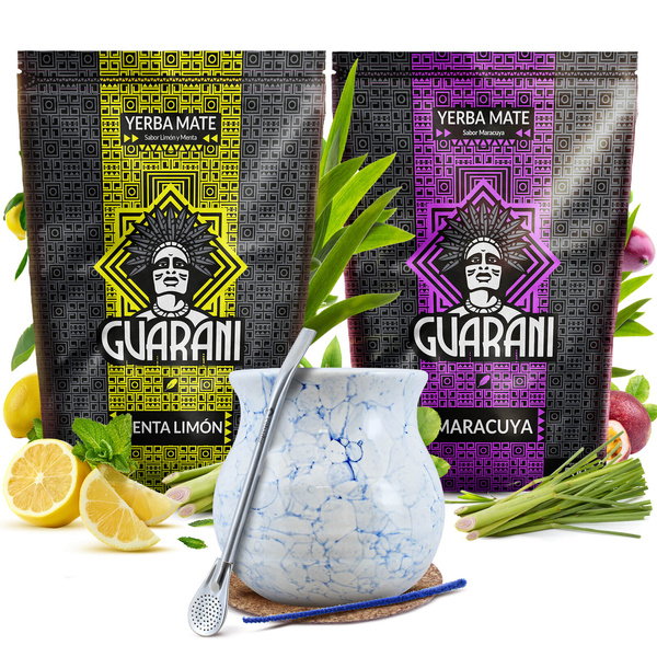 Yerba mate set Guarani 2x500g bombilla calabash din ceramică