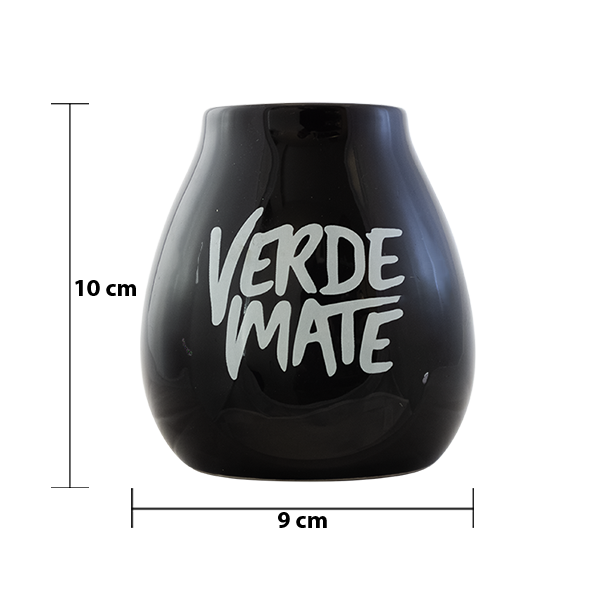 Cană din ceramică pentru mate cu logo Verde Mate (neagră) 350 ml