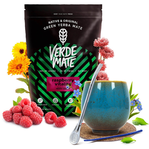 Yerba Mate kitul Verde Mate Raspberry 500g Calabash + Bombilla