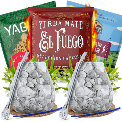 Yerba Mate Energia Set pentru DOUĂ Calabash Bombilla