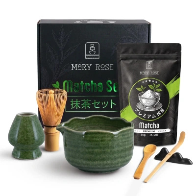 Set cadou: matcha japoneză premium + matchawan + accesorii din bambus