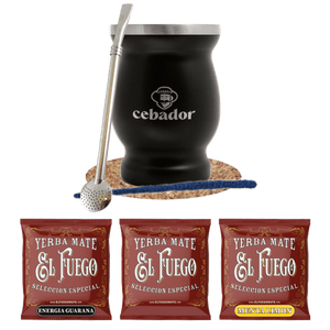 Set de Yerba Mate: eșantioane El Fuego 3x50g + TermoMate + Bombilla