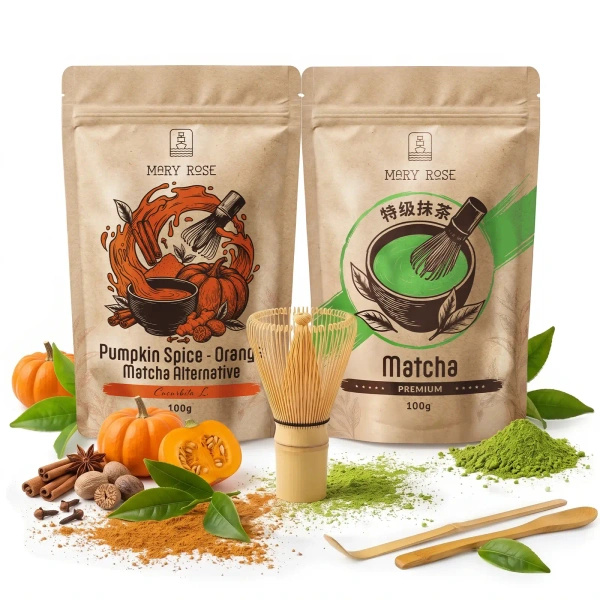 Set pentru Matcha Latte colorat: Matcha + Orange Matcha + accesorii