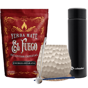Set de Yerba Mate: El Fuego 500g + Termos LED + Calabash + Bombilla