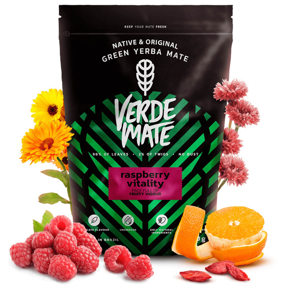 Yerba Mate kitul Verde Mate Raspberry 500g Calabash + Bombilla