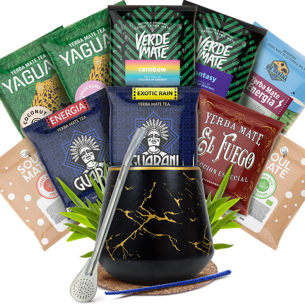 Set Yerba Mate: mostre 10x50g Calabash + Bombilla