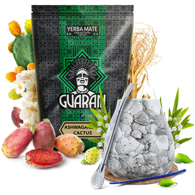 Yerba Mate kitul Guarani Ashwagandha 500g Calabash + Bombilla