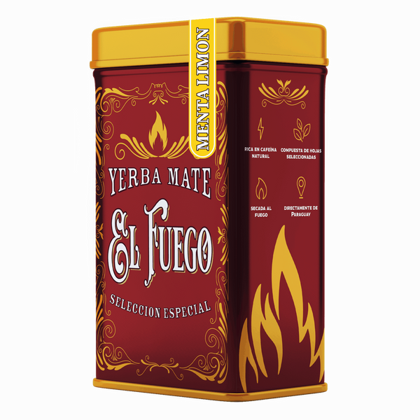 Yerbera – Cutie metalică + El Fuego Menta Limon 0,5 kg