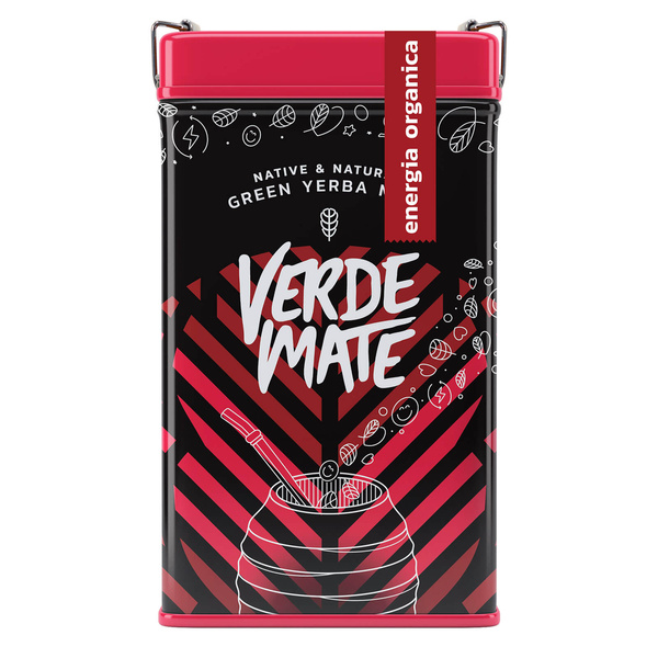 Yerbera – Cutie metalică + Verde Mate Green Energia Organica 0,5 kg