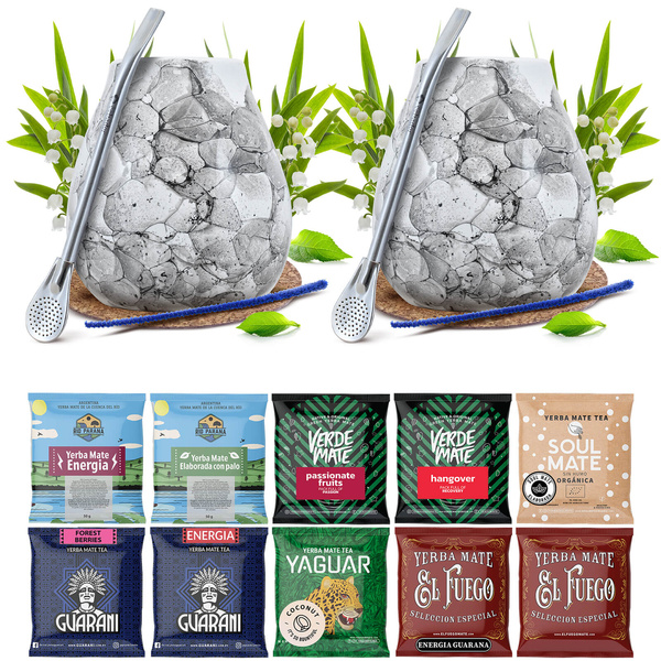 Yerba Mate Set pentru DOUĂ Calabash Bombilla