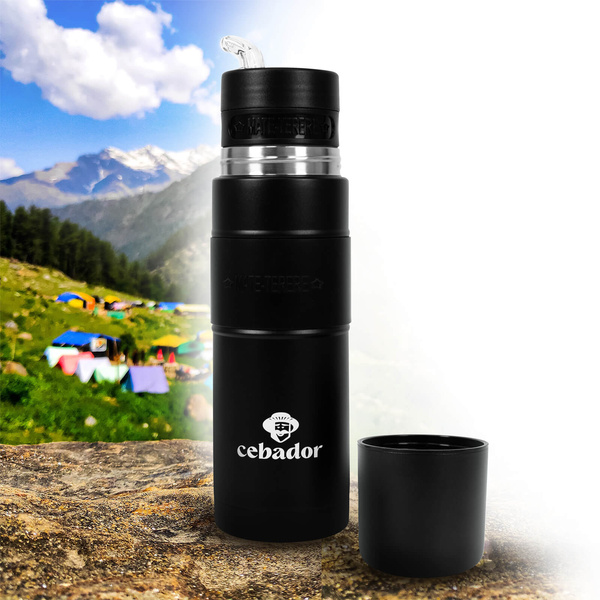 Yerbomos XL ALL IN ONE - 750ml - Cană Mate, termos și bombilla într-unul singur (negru)