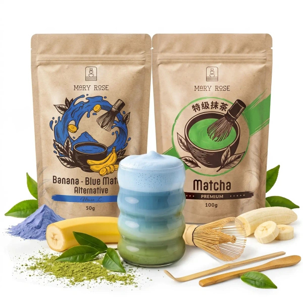 Set pentru Matcha Latte colorat: Matcha + Blue Matcha + accesorii