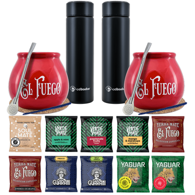 Yerba Mate Thermos Bombilla Set pentru două persoane 500g