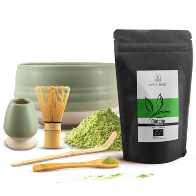 Set PREMIUM pentru prepararea ceaiului matcha: matcha BIO japoneză 30g + accesorii