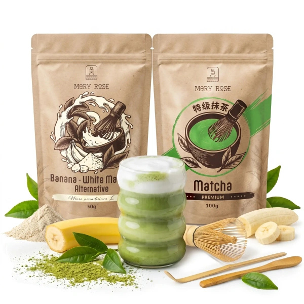 Set pentru Matcha Latte colorat: Matcha + White Matcha + accesorii