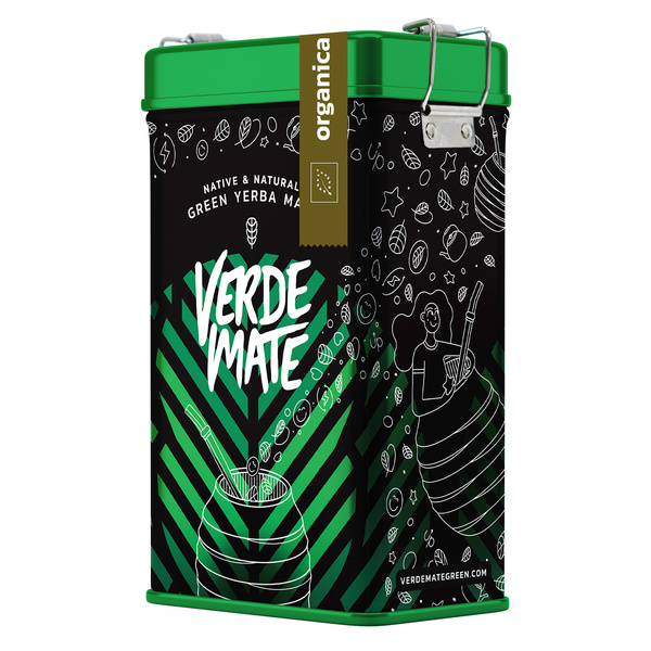Yerbera – Cutie metalică + Verde Mate Green Organica 0,5 kg
