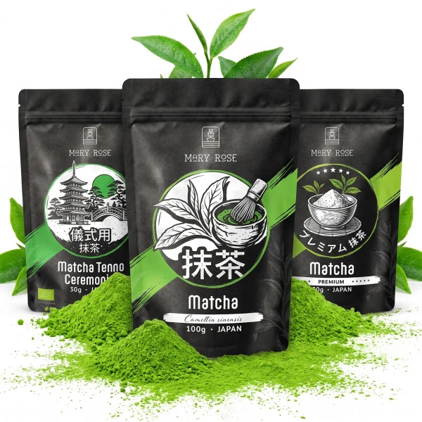 Set de 3 ceaiuri matcha BIO din Japonia: ceremonial + premium + culinar