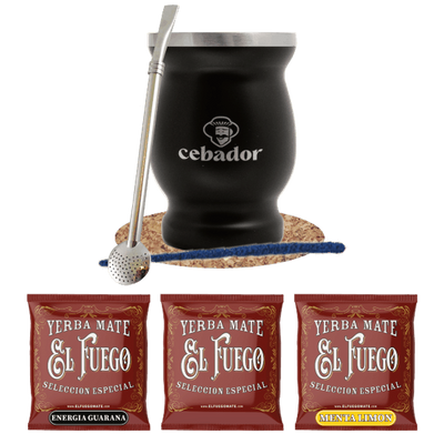 Set de Yerba Mate: eșantioane El Fuego 3x50g + TermoMate + Bombilla