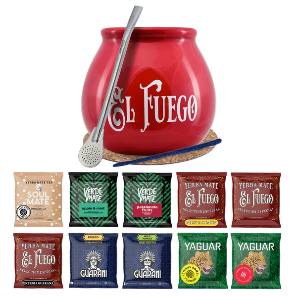 Set Yerba Mate 10x50g Calabash Bombilla 500g