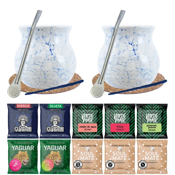 Set for two Yerba Mate Bombilla Gourd 10x50g