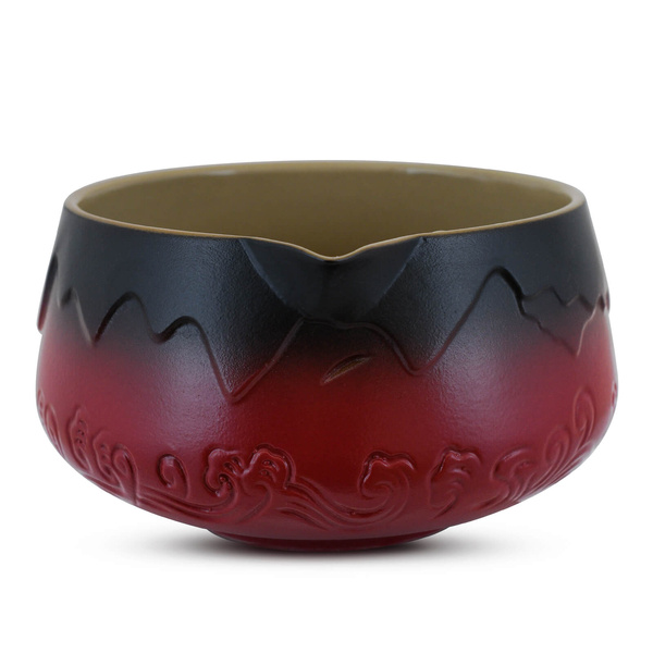 Matchawan – Bol ceramic Matcha cu gura de scurgere – Mountain (roșu)