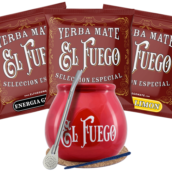 Set de început Yerba Mate El Fuego Calabash Bombilla
