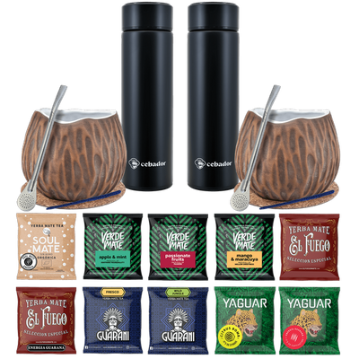 Yerba Mate Thermos Bombilla Set pentru două persoane 500g