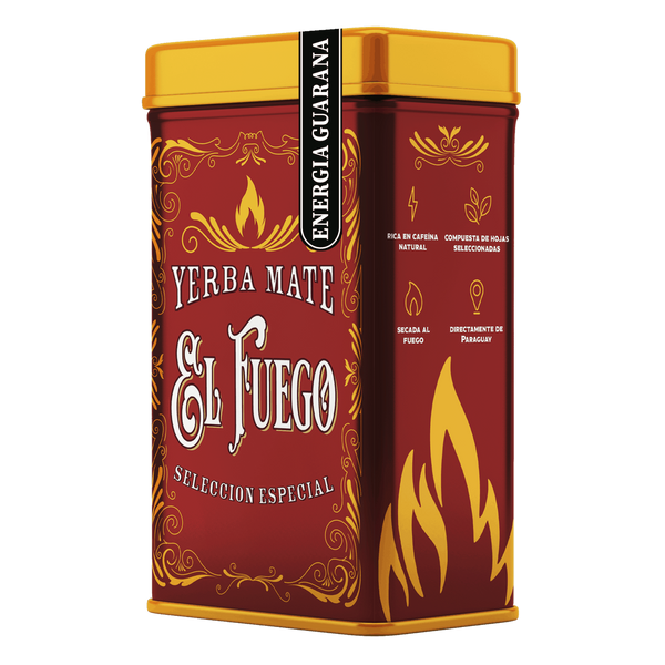 Yerbera – Cutie metalică + El Fuego Energia Guarana 0,5 kg