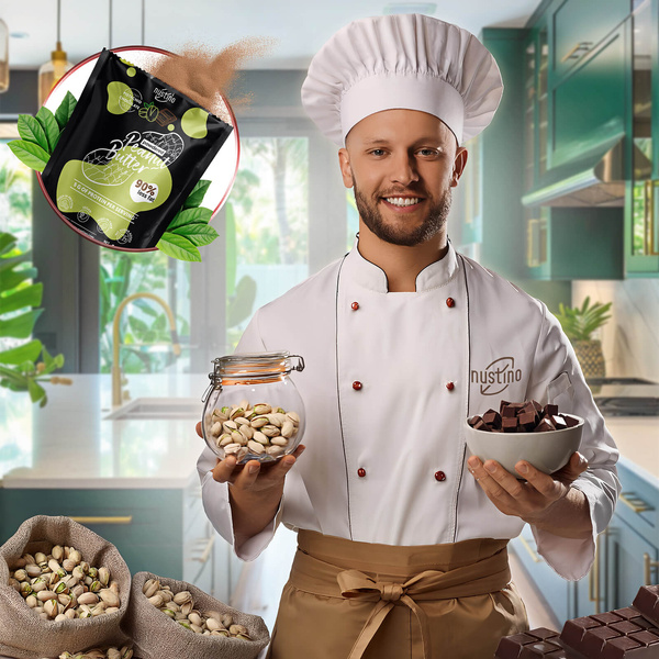 Nustino – Unt de arahide pudră – Pistachio & Chocolate (fără zahăr adăugat) 400 g