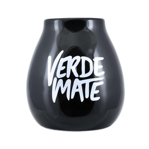 Cană din ceramică pentru mate cu logo Verde Mate (neagră) 350 ml