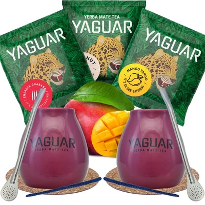Yerba Mate Calabash Yaguar PREMIUM set pentru două persoane