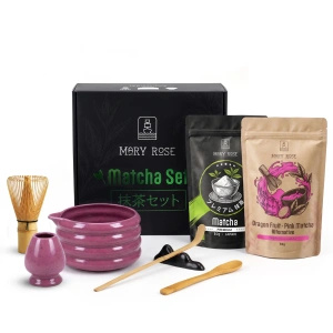 Set cadou pentru Matcha Latte colorat: Matcha + Pink Matcha + accesorii