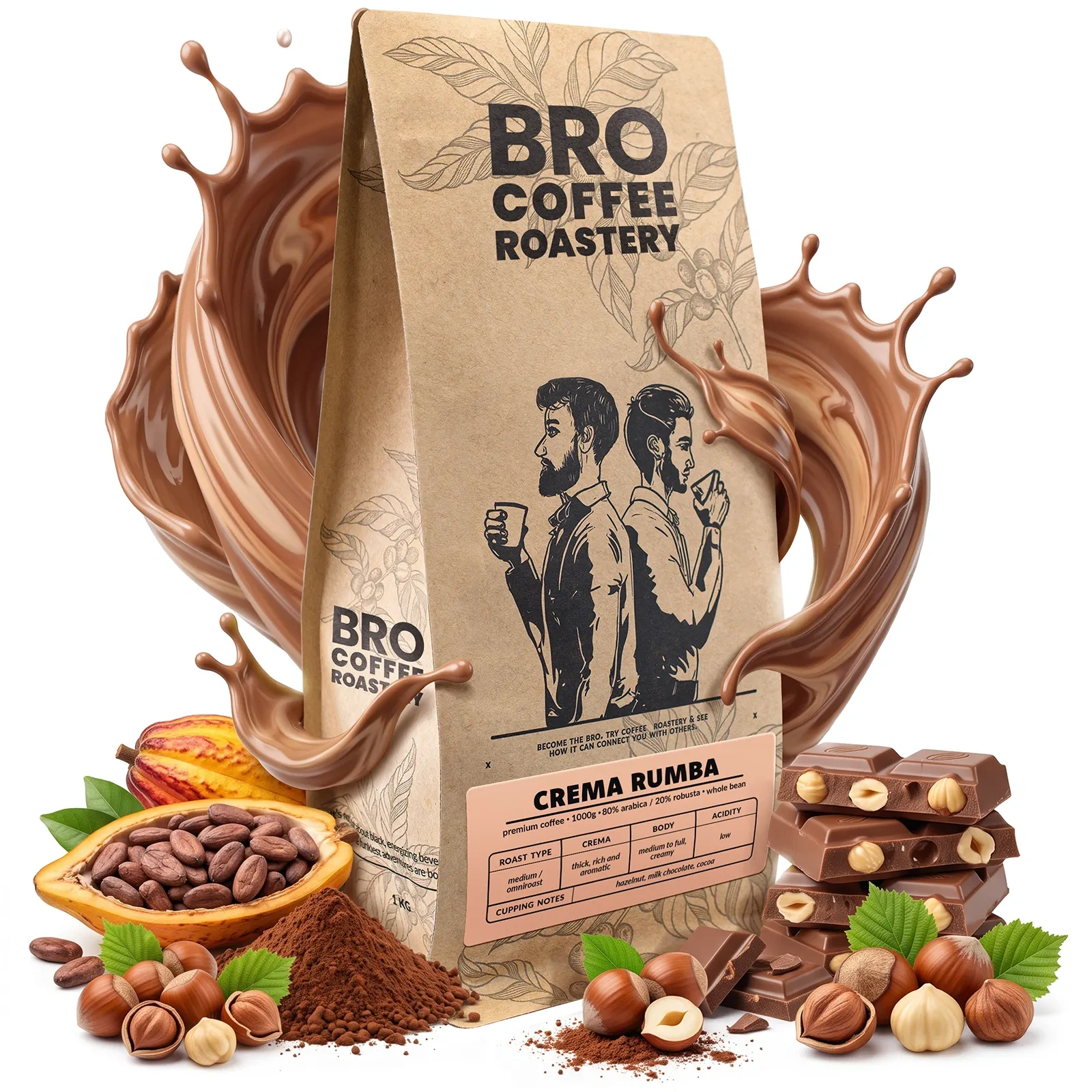 Bro Coffee Roastery Crema Rumba - cafea boabe 80% arabica 20% robusta