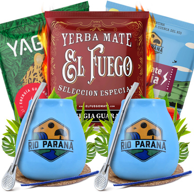 Yerba Mate Energia Set pentru DOUĂ Calabash Bombilla