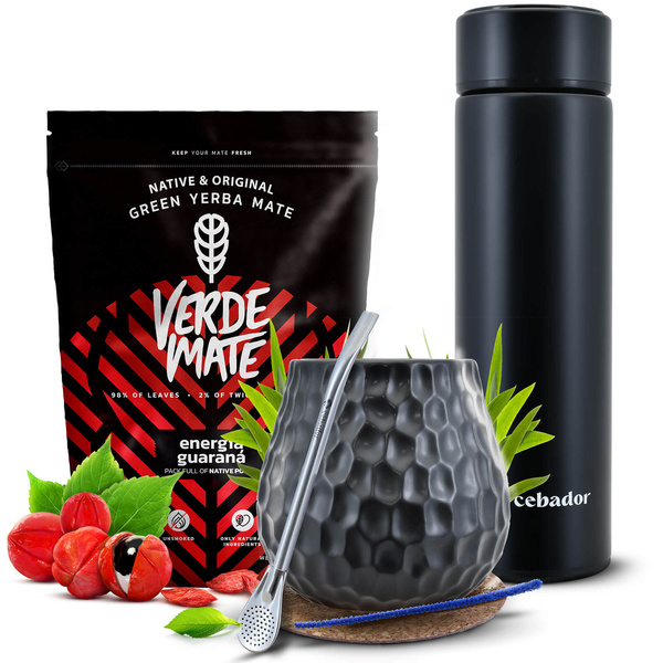 Set de Yerba Mate Verde Mate 400g 0,4kg Termos LED
