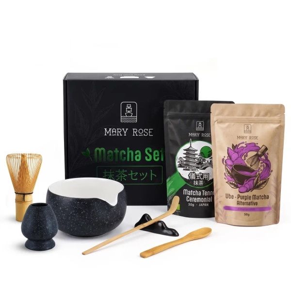 Set cadou: matcha japoneză ceremonială + alternativă colorată la matcha