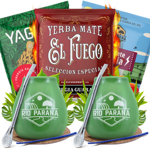Yerba Mate Energia Set pentru DOUĂ Calabash Bombilla