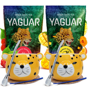 Set de Yerba Mate pentru Doi: Yaguar 2x500g + 2x Calabash + 2x Bombilla