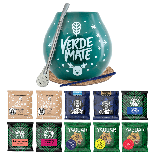 Set Yerba Mate 10x50g Bombilla de tărtăcuță de iarnă